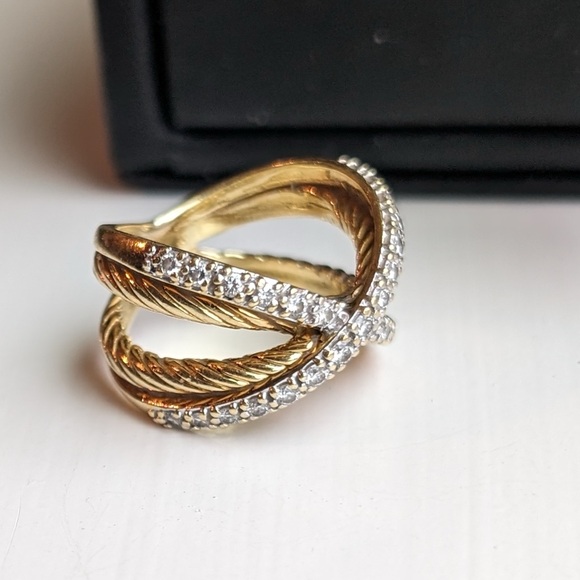 David Yurman 18K Gold Diamond X ring - Picture 8 of 13